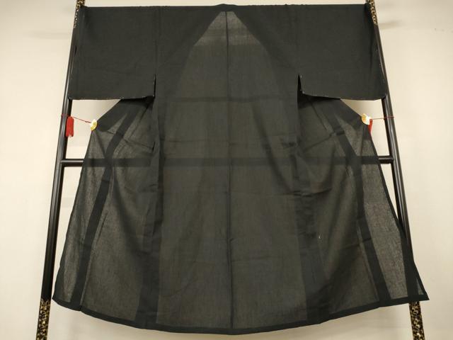 平和屋着物*夏物 男性 こむさでもーど・COMME CA DU MODE 色無地 黒色 綿麻 未使用 AABK9512jd
