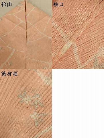 平和屋着物*夏物 小紋 絽 草花文 洗える着物 AABK9513jd