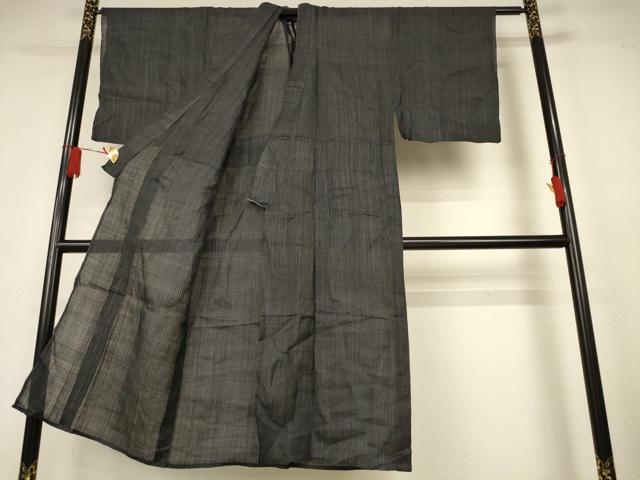 平和屋着物*夏物 男性 石川県指定無形文化財 能登上布 本麻手織上布 縞 麻 逸品 AABK9525jd