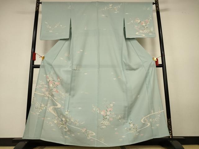 平和屋着物*夏物 創業460年・千總 訪問着 絽 流水草花文 銀糸 銀彩 伊勢丹扱い 正絹 逸品 AABK9531jd