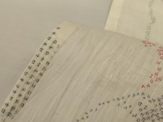 平和屋着物*夏物 本場小千谷ちぢみ 草花文 証紙付き 麻 逸品 AABK9532jd