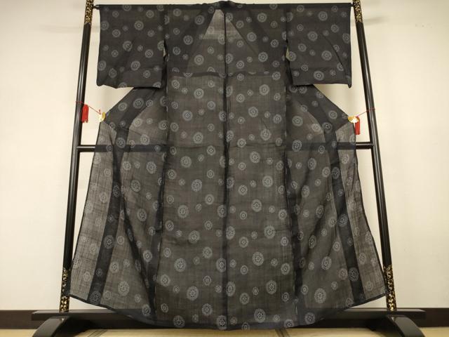 平和屋着物*夏物 重要無形文化財 本場宮古上布 花丸文 苧麻 逸品 AABK9533jd