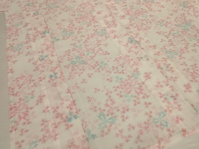 平和屋着物*夏物 小紋 紗 ちぢみ織 舞花文 AABK9554jd