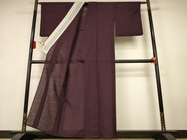 平和屋着物*夏物 色無地 松葉紋紗 黒鳶色 正絹 逸品 AABK9555jd