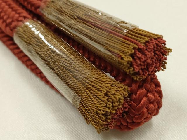 平和屋着物●和装小物 帯締め・帯揚げセット 平組 本臈纈染 犬 撚り房 正絹 逸品 未使用 AABK9562ay