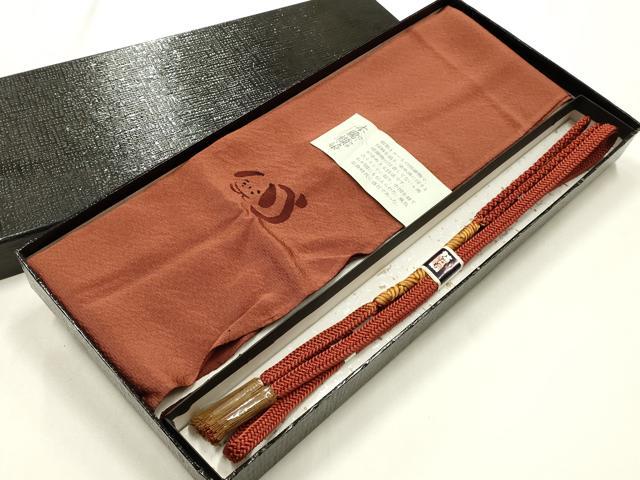 平和屋着物●和装小物 帯締め・帯揚げセット 平組 本臈纈染 犬 撚り房 正絹 逸品 未使用 AABK9562ay