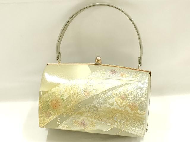平和屋着物▼和装小物 和装バッグ ハンドバッグ 花柄 金銀彩 逸品 AABK9569ay