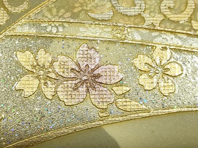 平和屋着物▼和装小物 和装バッグ ハンドバッグ 花柄 金銀彩 逸品 AABK9569ay