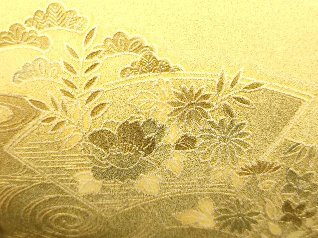 平和屋着物▼和装小物 和装バッグ ハンドバッグ チェーンバッグ 流水地紙花文 金銀彩 逸品 AABK9582ay