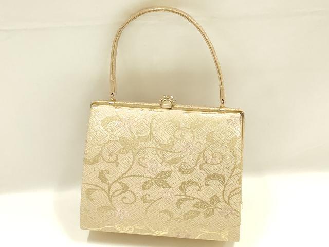 平和屋着物▼和装小物 和装バッグ ハンドバッグ 唐草花文 金糸 逸品 AABK9587ay