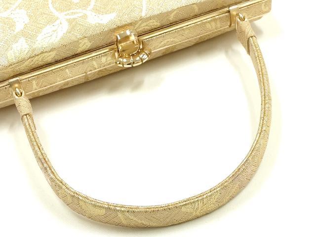 平和屋着物▼和装小物 和装バッグ ハンドバッグ 唐草花文 金糸 逸品 AABK9587ay