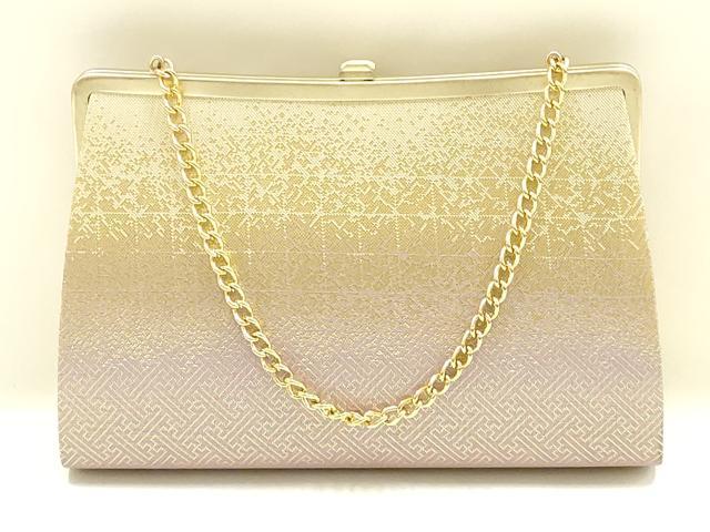 平和屋着物▼和装小物 和装バッグ ハンドバッグ チェーンバッグ 花蝶文 金糸 逸品 AABK9589ay