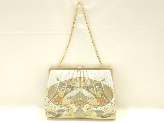 平和屋着物▼和装小物 和装バッグ ハンドバッグ チェーンバッグ 吉祥花文 金糸 逸品 AABK9600ay