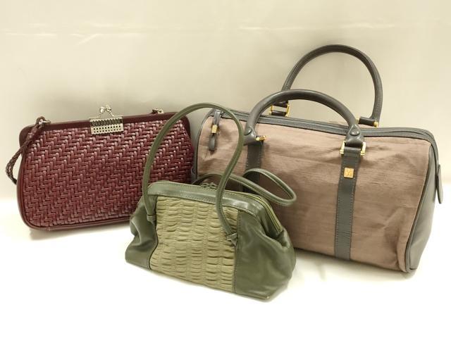 平和屋着物▼和装小物 和装バッグまとめて3点 ハンドバッグ ボストンバッグ がま口 逸品 AABK9608ay