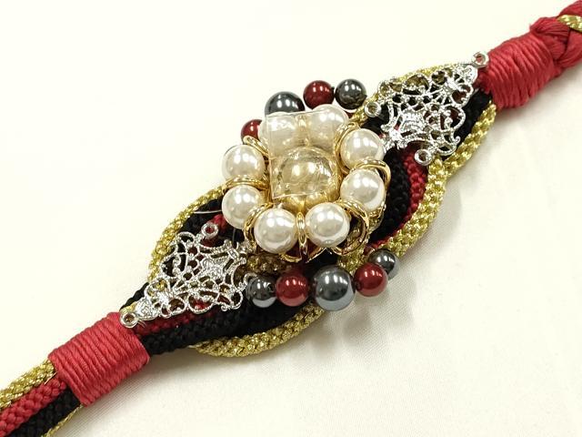平和屋着物●和装小物 振袖用帯締め 装飾 パール ビーズ 金糸 逸品 未使用 AABK9639ay