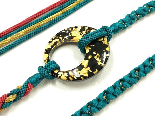 平和屋着物●和装小物 振袖用帯締め 装飾 金糸 撚り房 逸品 未使用 AABK9645ay