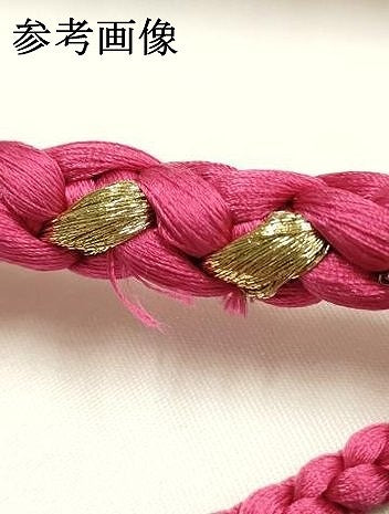 平和屋着物●和装小物 振袖用帯締め 装飾 つまみ細工 ラインストーン 金糸 正絹 逸品 AABK9674ay