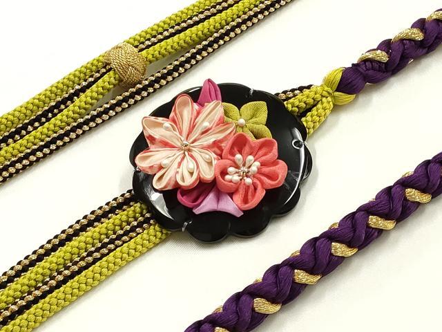 平和屋着物●和装小物 振袖用帯締め 装飾 つまみ細工 小田巻 金糸 逸品 AABK9675ay