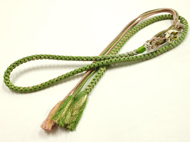 平和屋着物●和装小物 振袖用帯締め 装飾 つまみ細工 パール 金糸 正絹 逸品 AABK9685ay
