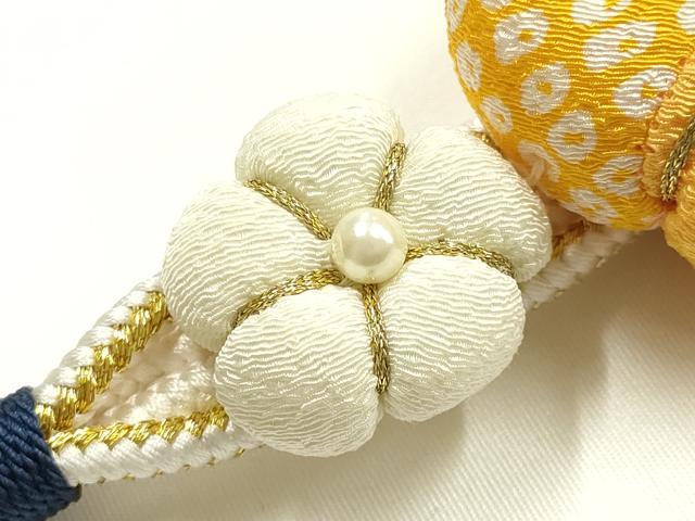 平和屋着物●和装小物 振袖用帯締め 装飾 ちりめん細工 パール 金糸 正絹 逸品 AABK9689ay
