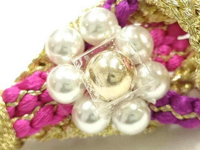 平和屋着物●和装小物 振袖用帯締め 装飾 ちりめん細工 パール 金糸 正絹 逸品 AABK9703ay