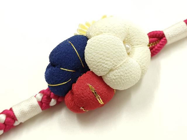 平和屋着物●和装小物 振袖用帯締め 装飾 ちりめん細工 パール 金糸 正絹 逸品 AABK9711ay