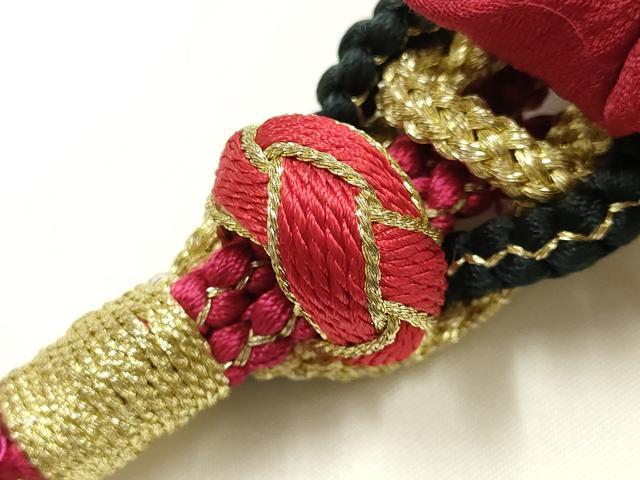 平和屋着物●和装小物 振袖用帯締め 装飾 つまみ細工 パール 鈴 金糸 正絹 逸品 AABK9727ay