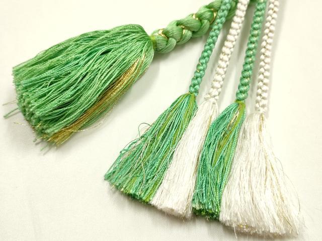 平和屋着物●和装小物 振袖用帯締め 装飾 つまみ細工 パール 鈴 金糸 正絹 逸品 AABK9730ay