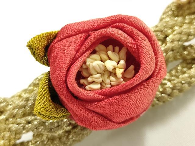平和屋着物●和装小物 振袖用帯締め 装飾 つまみ細工 パール 金糸 逸品 AABK9735ay