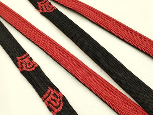 平和屋着物●無形文化財 江戸組紐 五嶋紐 帯締め 平組 黒×赤 正絹 逸品 新品 AABK9768ay
