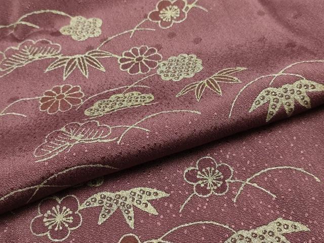 平和屋着物●和装小物 帯締め・帯揚げセット 平組 あい美苑 松竹梅芝花文 銀彩 正絹 逸品 未使用 AABK9786ay