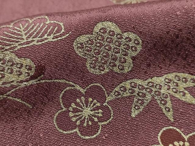 平和屋着物●和装小物 帯締め・帯揚げセット 平組 あい美苑 松竹梅芝花文 銀彩 正絹 逸品 未使用 AABK9786ay