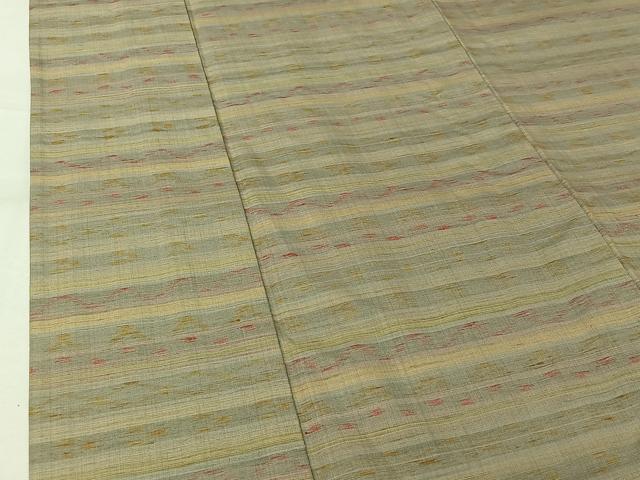 平和屋着物▽信州紬 単衣 横段文 証紙付き 正絹 逸品 AABK9814jh