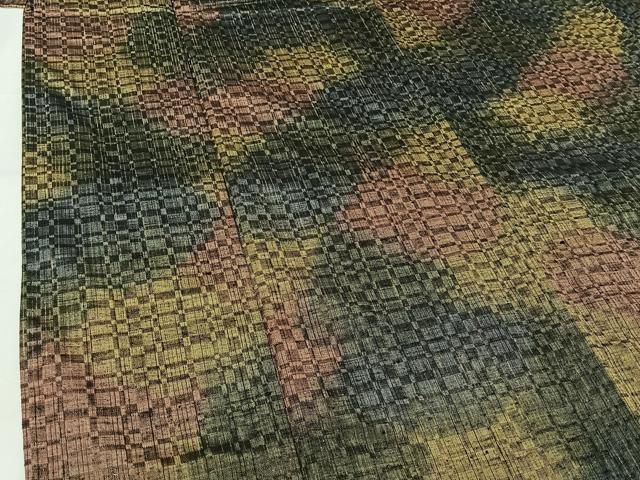 平和屋着物▽上質な紬 単衣 霞文 正絹 逸品 AABK9817jh