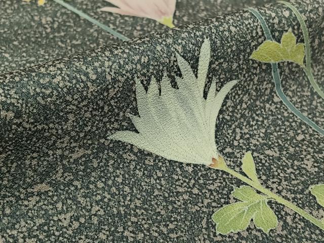 平和屋着物▽本加賀友禅作家 清藤宏 訪問着 単衣 草花文 正絹 逸品 AABK9818jh