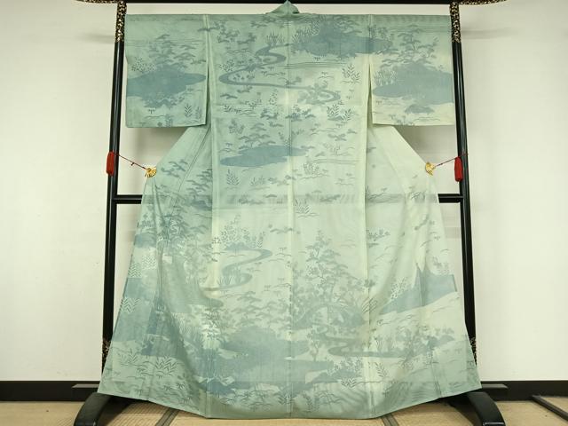 平和屋着物▽訪問着 無双 紗袷 紗×紗 風景松竹梅文 金彩 正絹 逸品 AABK9822jh