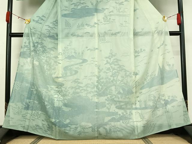 平和屋着物▽訪問着 無双 紗袷 紗×紗 風景松竹梅文 金彩 正絹 逸品 AABK9822jh