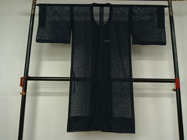 平和屋着物▽道行コート スリーシーズン 春夏秋 塵除け 縞 三越扱い ロング丈 正絹 逸品 AABK9833jh