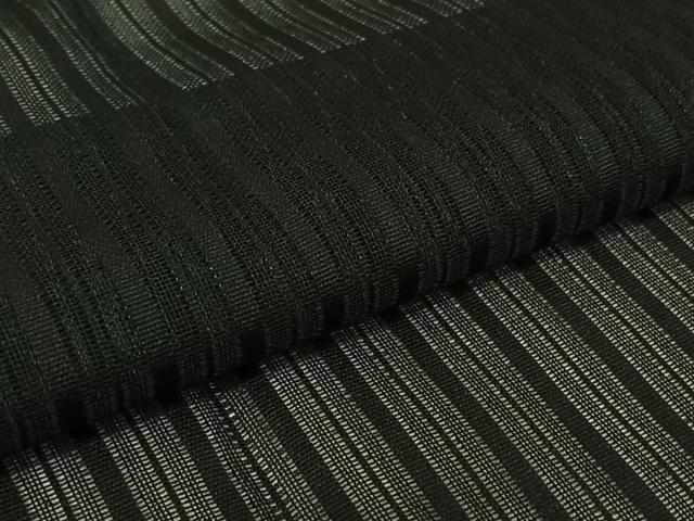 平和屋着物▽道行コート スリーシーズン 春夏秋 塵除け 縞 黒地 ロング丈 正絹 逸品 AABK9834jh