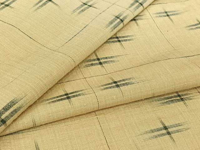 平和屋着物▽上質な紬 単衣 幾何学文様 正絹 逸品 AABK9836jh