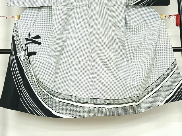 平和屋着物▽男性 訪問着 単衣 文字文 洗える着物 AABK9840jh
