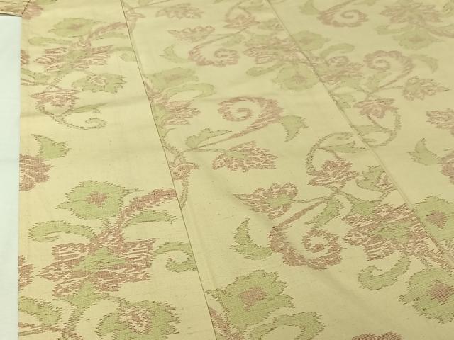 平和屋着物▽上質な紬 単衣 更紗花文 鈴乃屋扱い 正絹 逸品 AABK9841jh