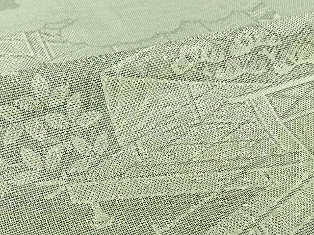 平和屋着物▽お召 単衣 風景松文 正絹 逸品 AABK9846jh