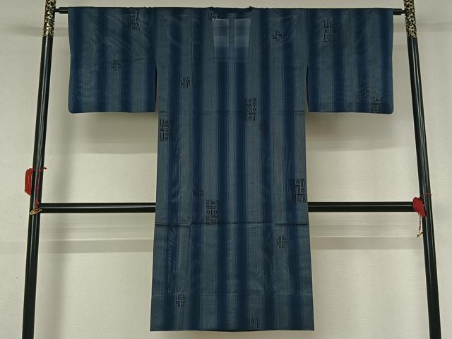 平和屋着物▽道行コート スリーシーズン 春夏秋 塵除け 幾何学文様 ロング丈 正絹 逸品 AABK9859jh