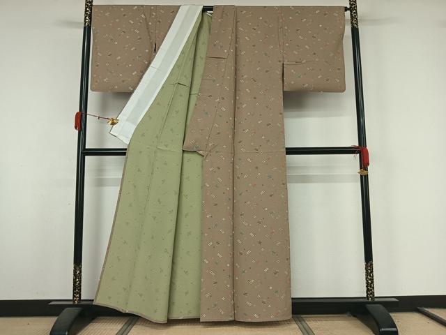 平和屋着物▽上質な小紋 単衣 花菱文 正絹 逸品 AABK9861jh