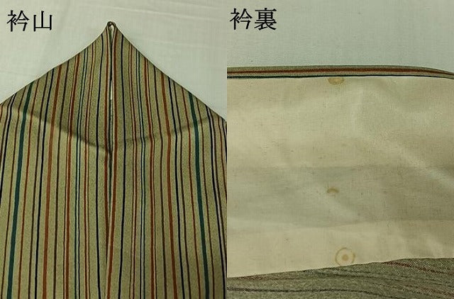 平和屋着物▽上質な小紋 単衣 縞 正絹 逸品 AABK9872jh