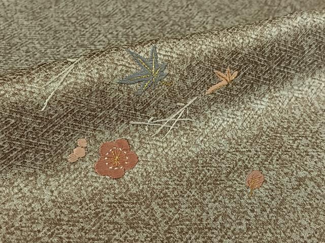 平和屋着物▽訪問着 単衣 総刺繍 吹き寄せ文 金糸 正絹 逸品 AABK9876jh