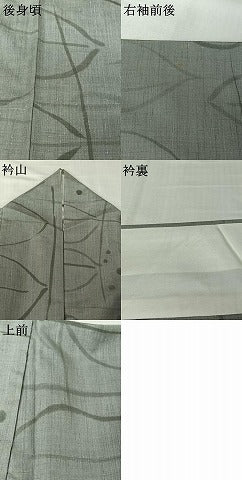 平和屋着物▽上質な紬 単衣 枝葉文 正絹 逸品 AABK9879jh