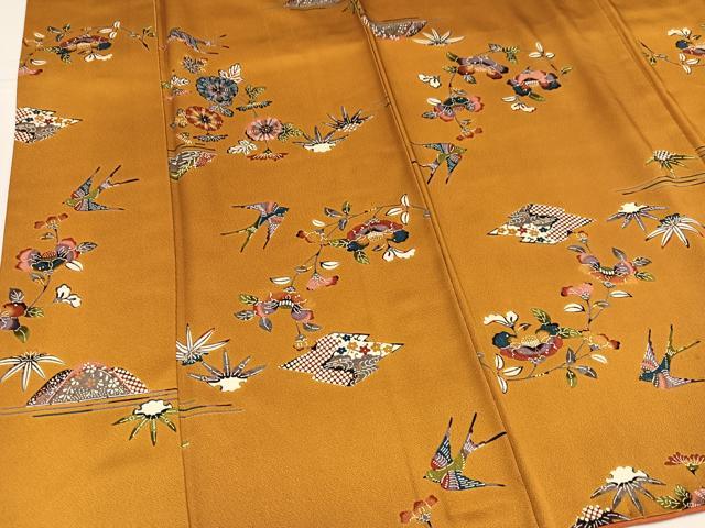 平和屋着物●上質な小紋 型染め 花鳥文 正絹 逸品 AABK9883ph