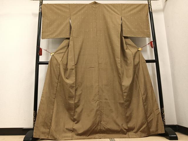 平和屋着物●上質な紬 井桁絣 正絹 逸品 AABK9890ph